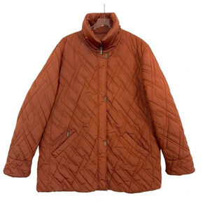 BASLER Women’s Down Puffer Jacket 2X Rust Quilted Mid-Length Warm Winter Coat